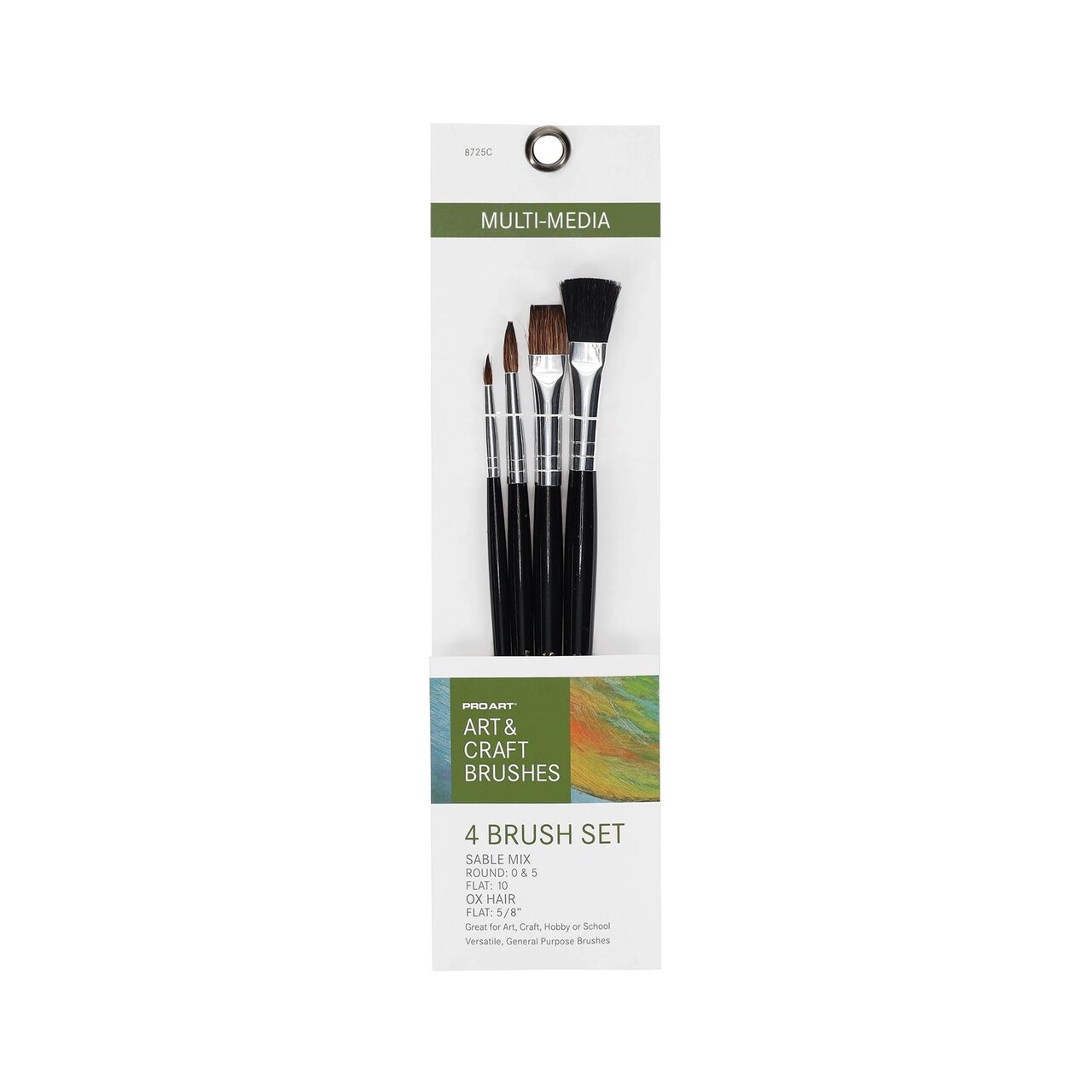 Pro Art Brush Sable Mix Set Flat & Round 4pc, Paint Brushes, Acrylic Paint Brush Set, Paint Brushes Acrylic Painting, Small Paint Brushes, Paintbrush, Acrylic Paint Brushes